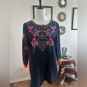 Calessa Embroidered Bohemian Tunic Top